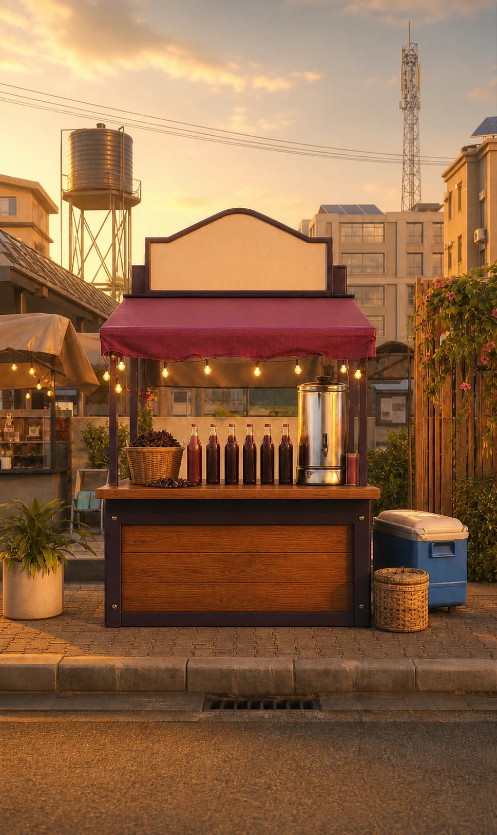 The Campus Corner market in warm afternoon light